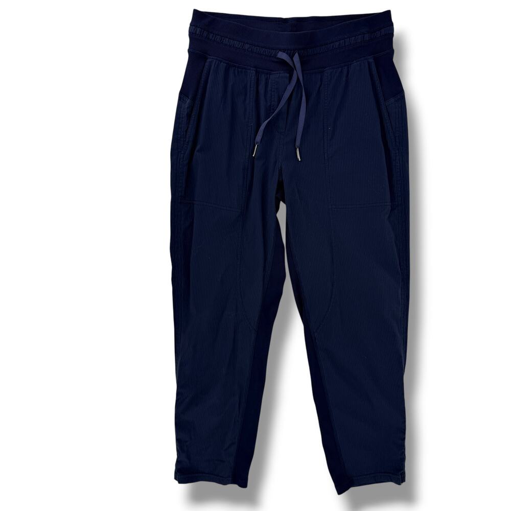Lululemon Studio Pants Womens Sz 6 Navy Blue Stripe 25" Inseam